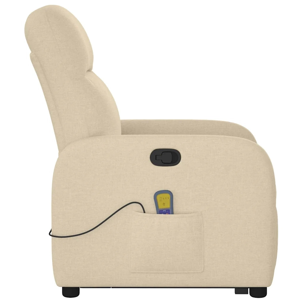 Poltrona Alzapersona Massaggiante Reclinabile Crema in Tessuto 3302990
