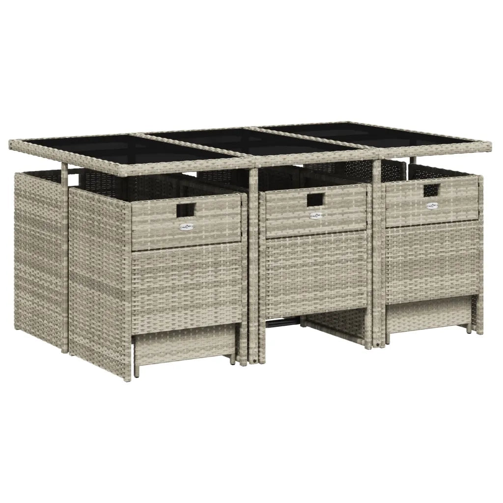 Set Pranzo Giardino 11pz con Cuscini Grigio Chiaro Polyrattan 3277738