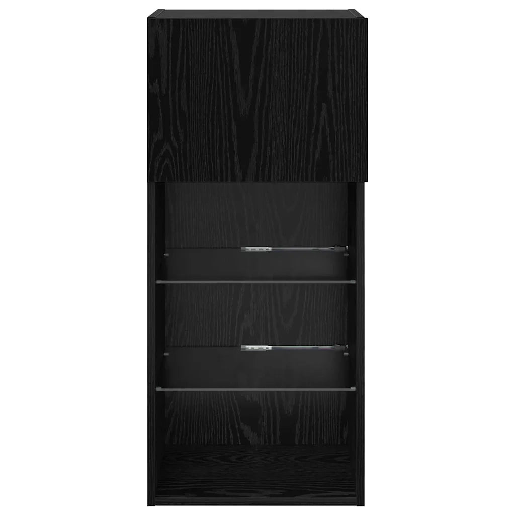 Mobile TV da Parete con LED Rovere Nero 40,5 x 30 x 90 cm 882958