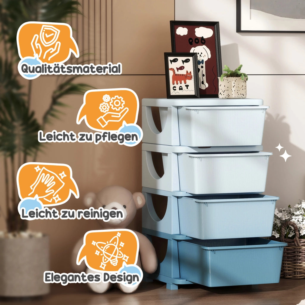 Contenitore per Bambini con 4 Cassetti ¨C Minimal ¨C Blu