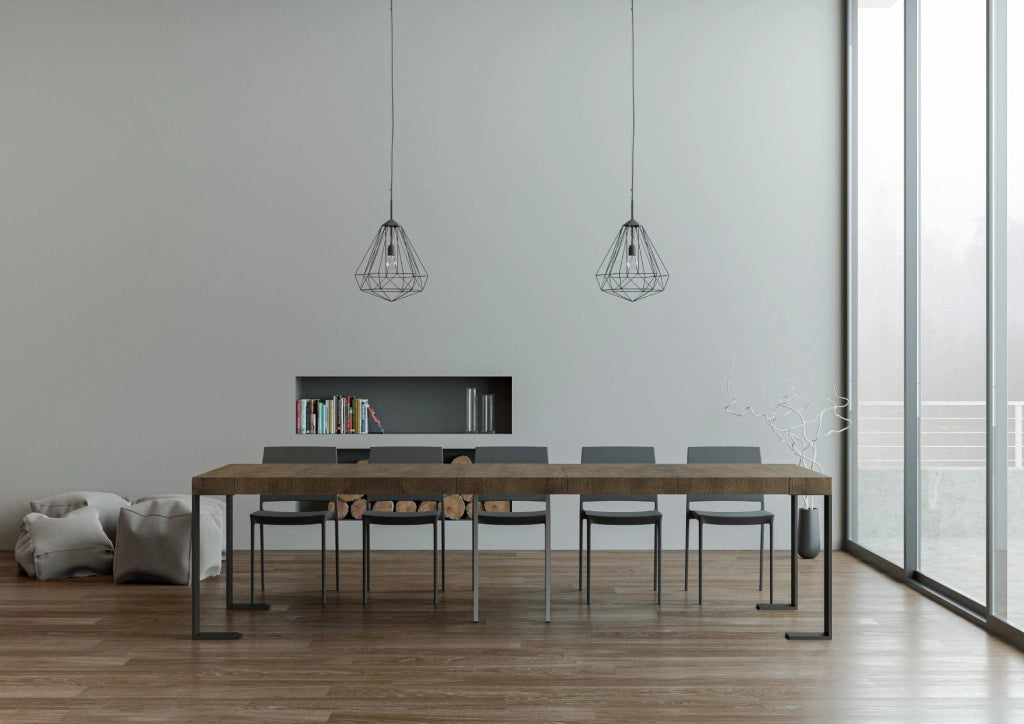 Consolle Allungabile 90-300x40x77 cm in Nobilitato Marrone