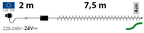 Catena lineare TLE 180 LED BIANCO 2+7,5m