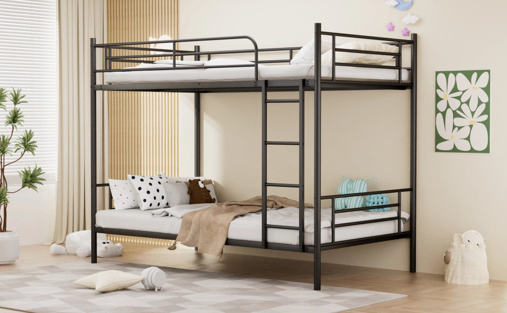 Letto castello 90x190 scala metallo ringhiera alta ferro nero