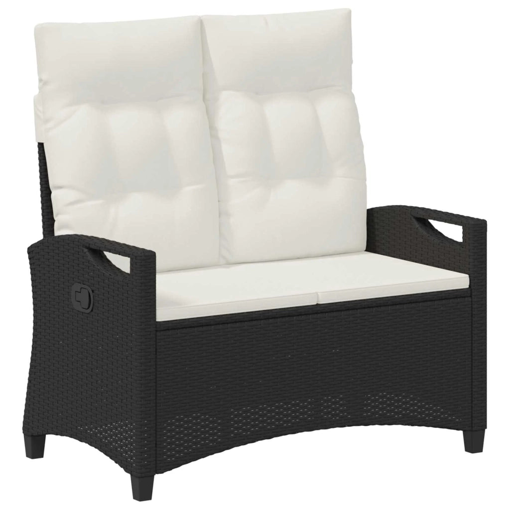 Panchina da giardino con cuscino Nero e Crema 105 x 60 x 112 cm 42026850