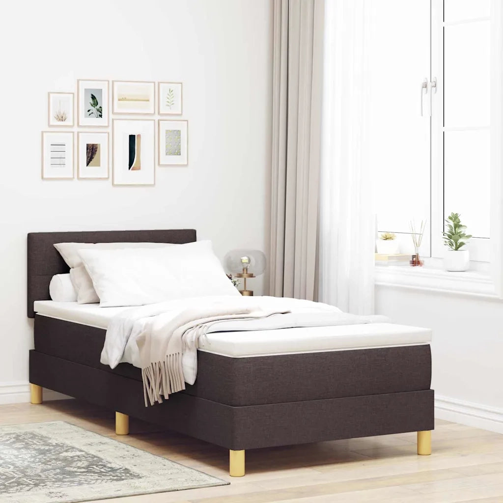 Letto a molle con cuscino Marrone Scuro 90 x 200 cm Tessuto 3338891