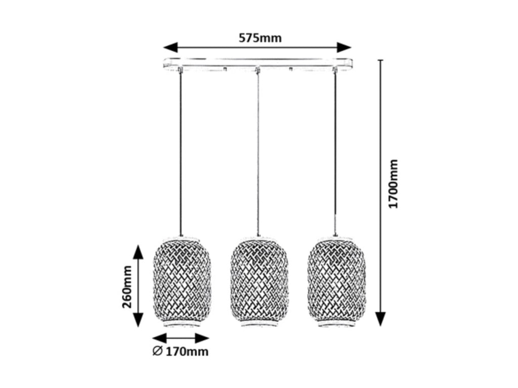 Lampada sospensione Adalla Rabalux 3xE27 nero rattan