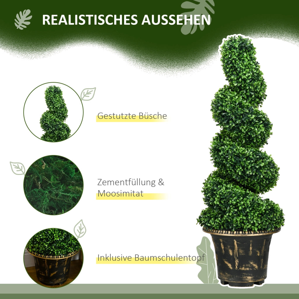 Set Piante Artificiali Buxus Spiraliforme ¨C Minimal ¨C Verde 90 cm