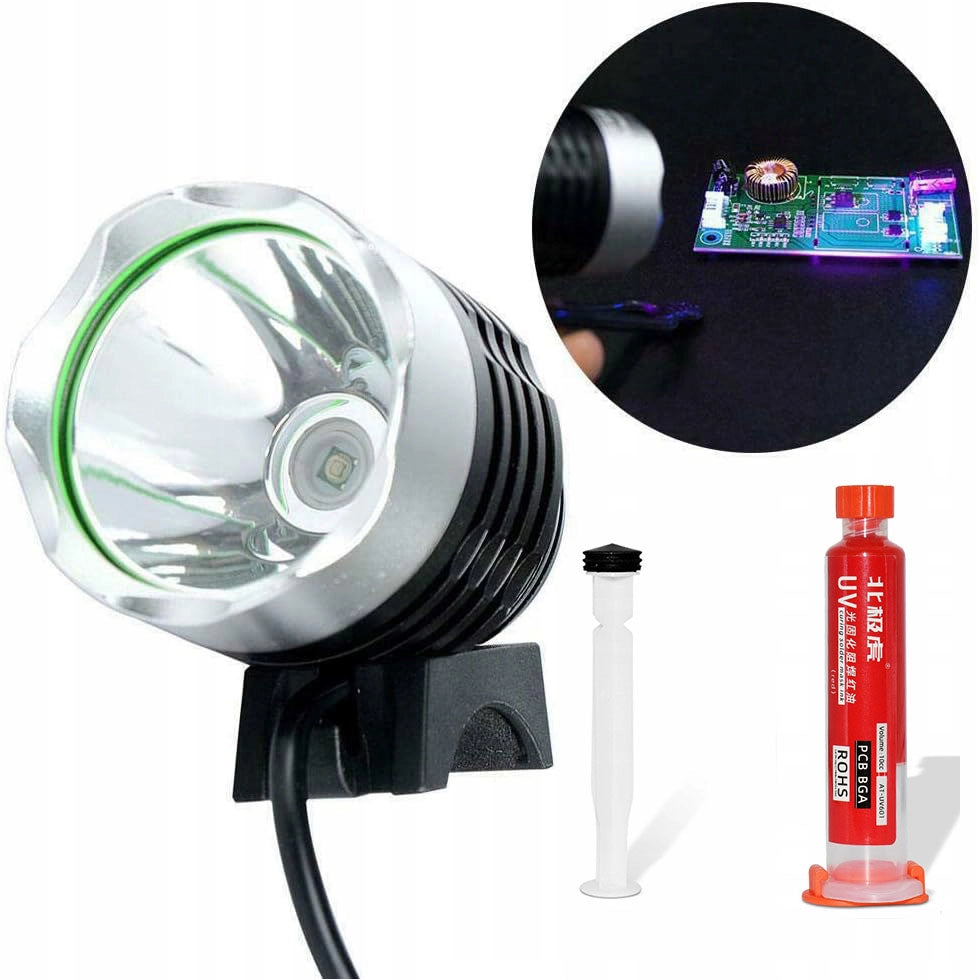 Set Soldermaska Rossa 10ml con Pistone e Lampada UV – Protezione PCB, Isolamento, Rapido Indurimento