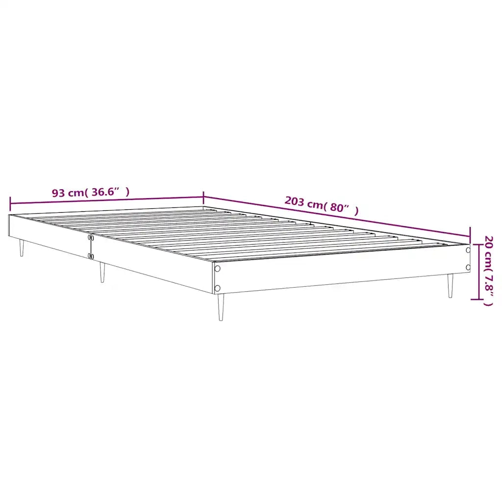 Letto singolo | Letto per adulti | Giroletto Grigio Sonoma 90x200 cm in Legno Multistrato