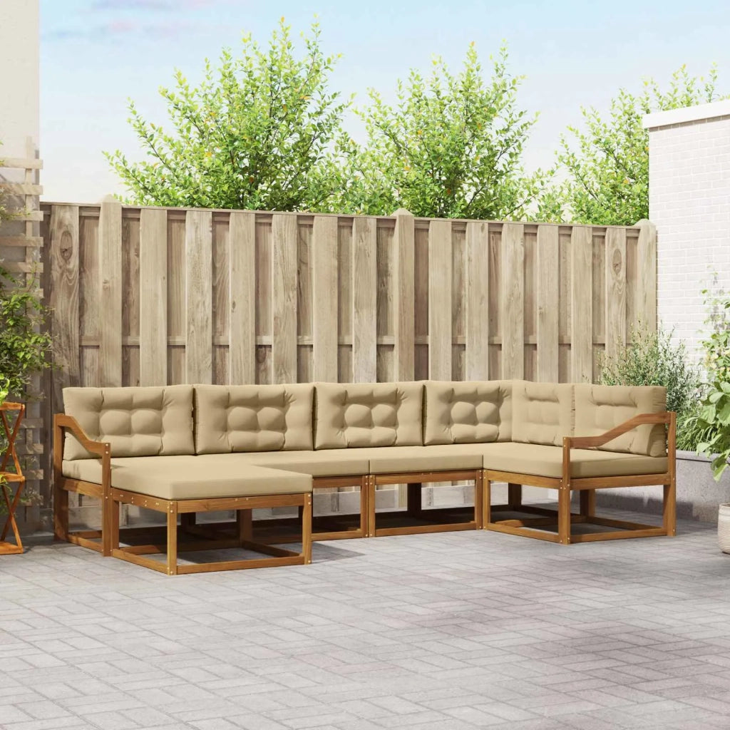 Set di divani da esterno con cuscino 6 pcs Naturale e Beige 3367841