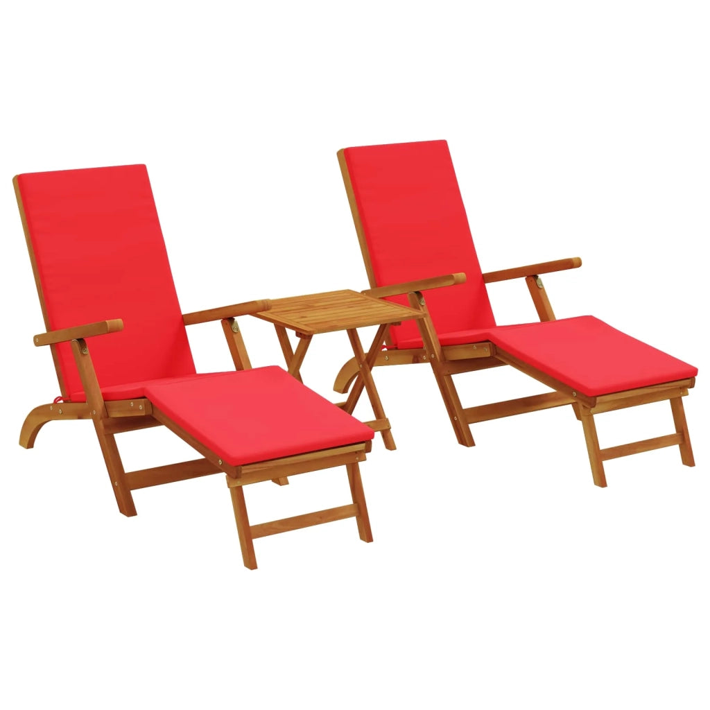 Lettino prendisole reclinabile e pieghevole 3 pcs Rosso 3415412