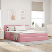 Letto con contenitore e LED con led Rosa 160 x 200 cm Velluto 3371468
