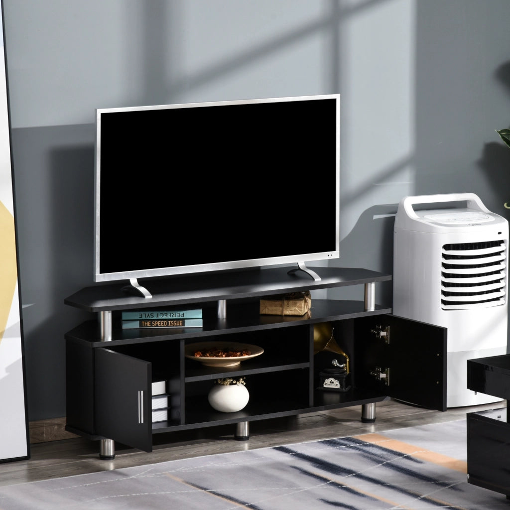 Mobile TV con ripiani e ante ¨C zephmum ¨C nero 120x40x52 cm