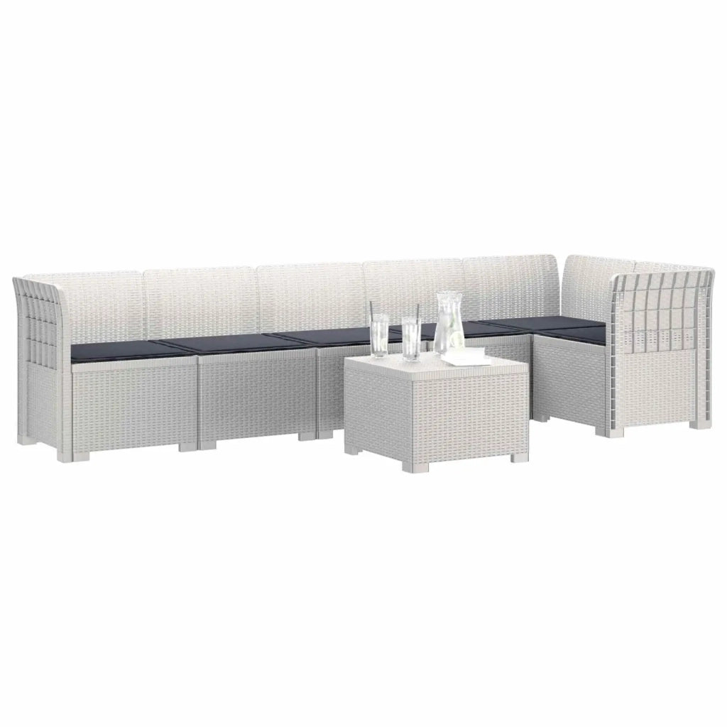 Divano da Giardino 6 Posti con Cuscini Aspetto Rattan PP Bianco 3444117