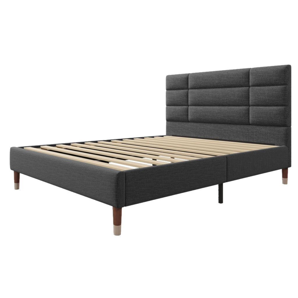 letto imbottito legno massello grigio 140x200 cm