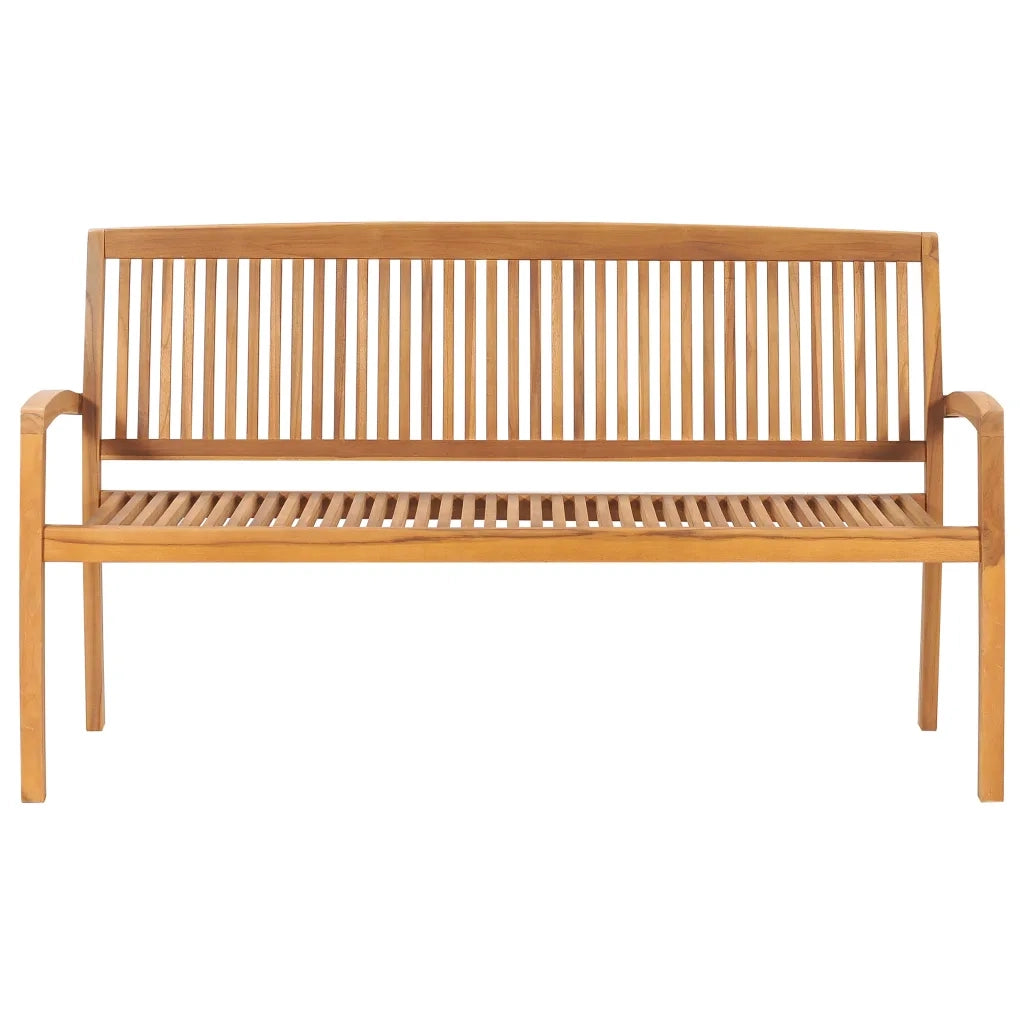 Panchina da Giardino Impilabile e Cuscino 159cm Teak Massello 3063324