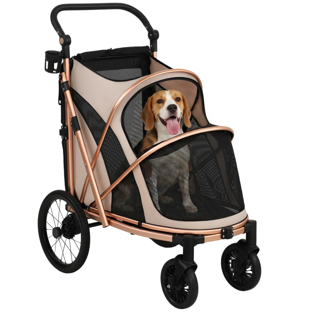 Carrello Pieghevole per Cani ¨C Minimal ¨C Marrone Chiaro 20 kg