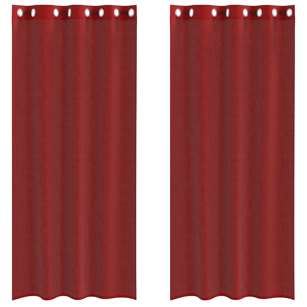 Tende in Voile con Occhielli 2 pz Rosso Vino 4102157