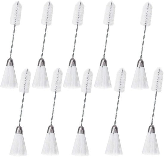 Set di pennelli per cucire - 10 pezzi - doppia faccia - testa di pennello in nylon - manico in acciaio inossidabile - per diverse applicazioni - pennello per pulizia