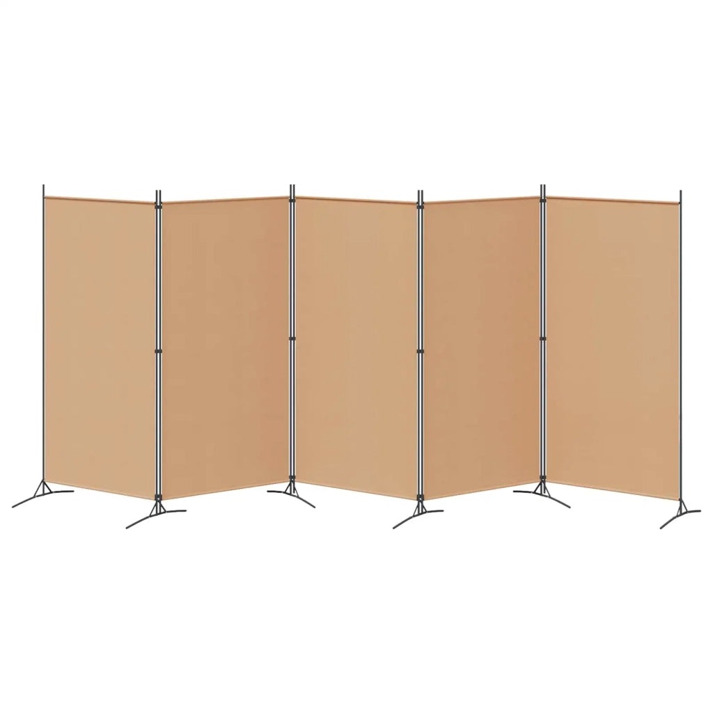 Divisorio Ambienti | Divider per stanze | Paravento a 5 Pannelli Beige 433 x 180 cm Tessuto