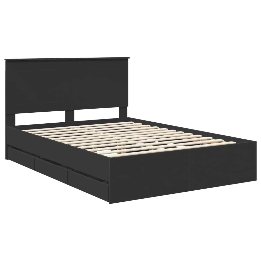Letto matrimoniale | Letto per adulti | Struttura del letto Nero 160 x 200 cm Legno Ingegnerizzato