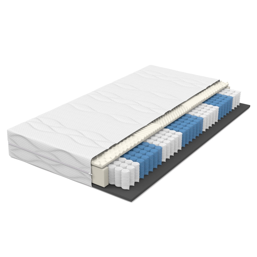 Materasso a molle insacchettate con 7 zone e rivestimento sfoderabile in schiuma e molle bianco grigio 120×200 cm