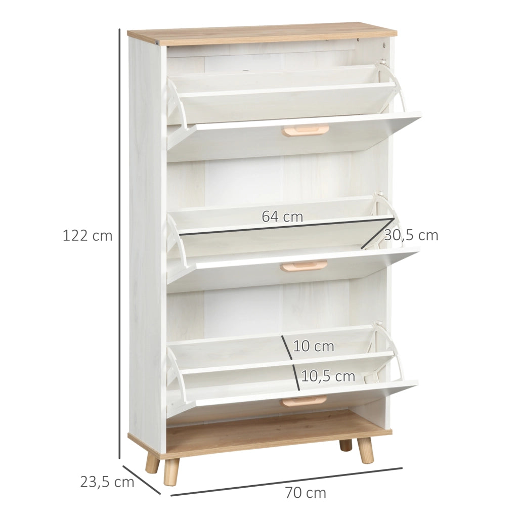 Scarpiera con 3 Cassetti ¨C Minimal ¨C 70x23,5x122 cm Bianco