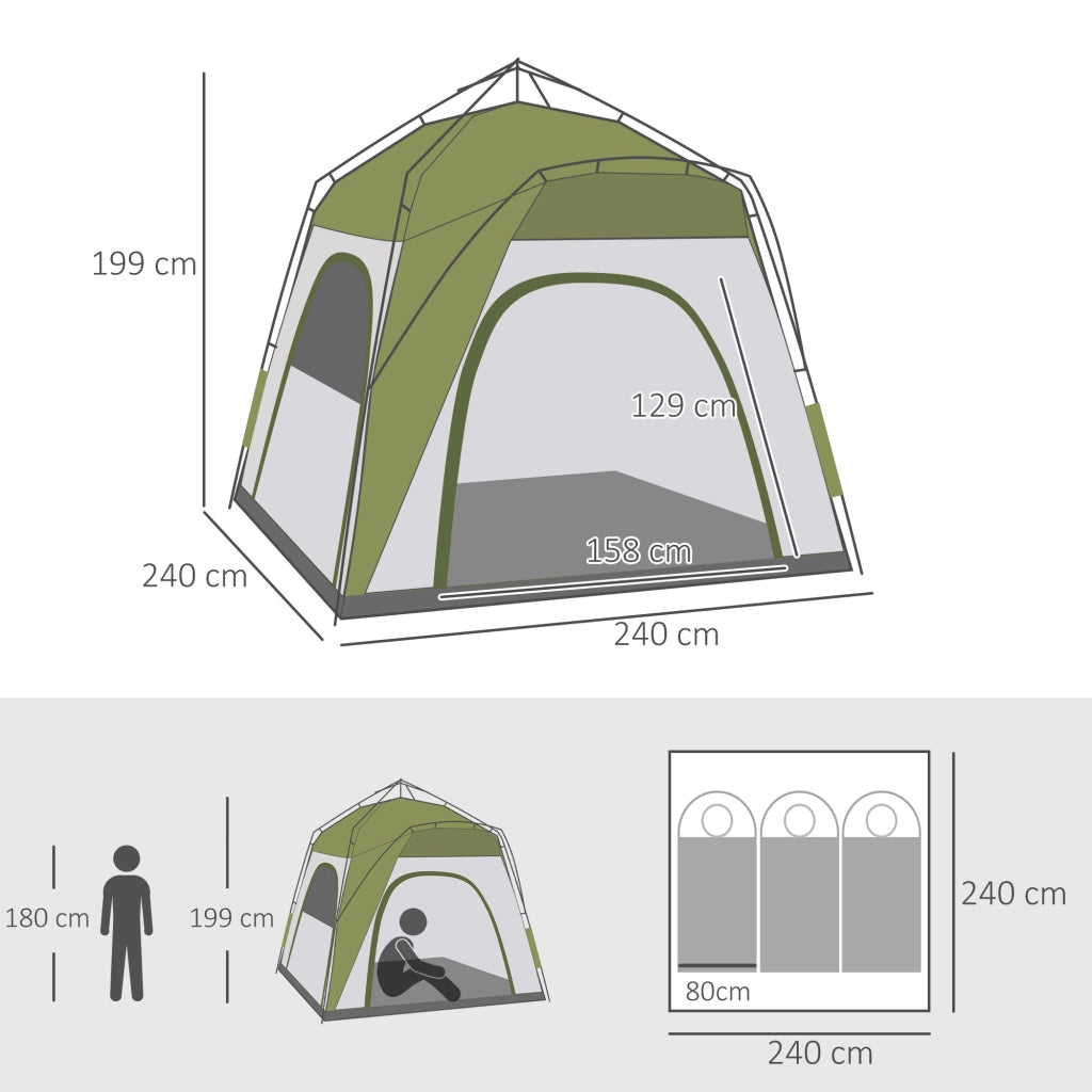Tenda da giardino pop-up automatica ¨C Minimal ¨C Verde e grigio 240x240x199 cm