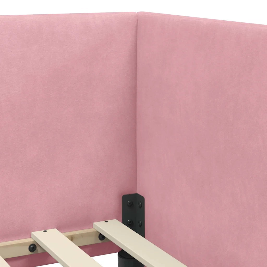 Cornice del letto ad angolo Rosa 90 cm x 200 cm Velluto 42016649