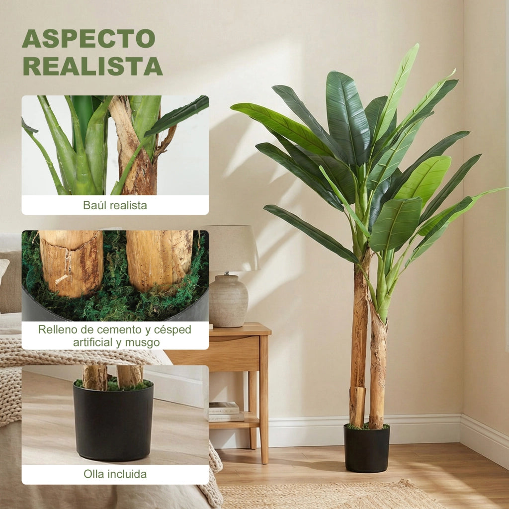 Pianta Artificiale Banano 150 cm ¨C Xylo ¨C Verde con Vaso e 2 Tronchi
