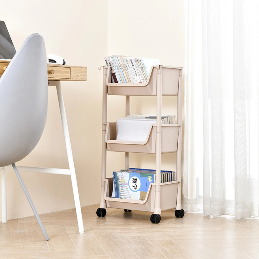 Carrello Multiuso con Ruote Scaffale Portaoggetti Libreria Salvaspazio Rosa