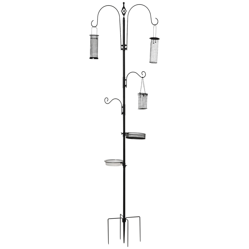 Mangiatoia per uccelli da giardino con 4 ganci ¨C Xylo ¨C 208H cm acciaio nero