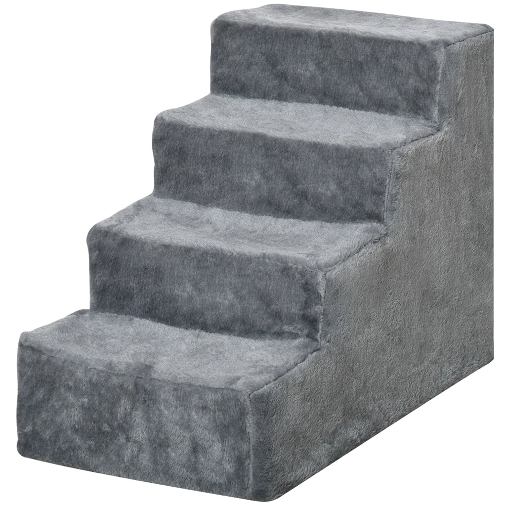 Scala per Cani 4 Gradini 44 cm ¨C Zephmum ¨C Grigio Chiara Tessuto Lavabile