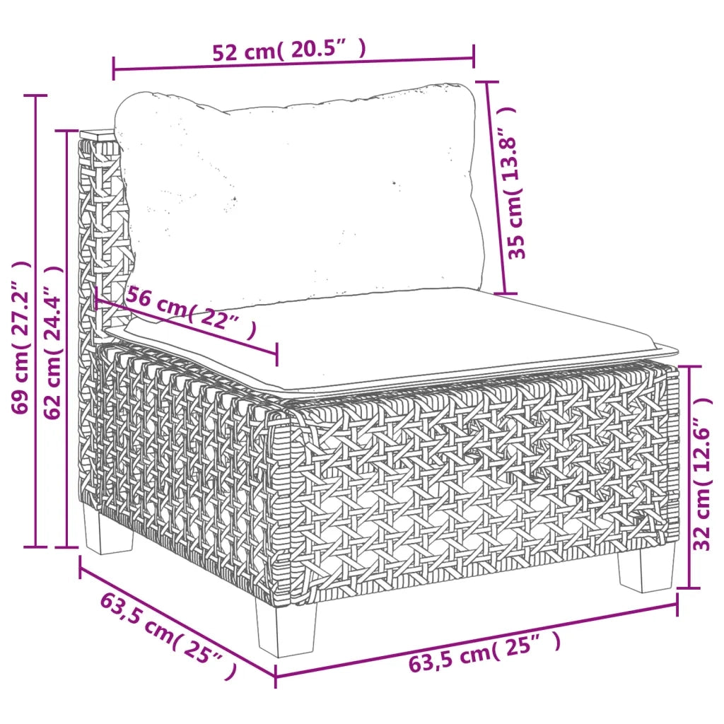 Set Divani da Giardino 5 pz con Cuscini in Polyrattan Nero 3261806