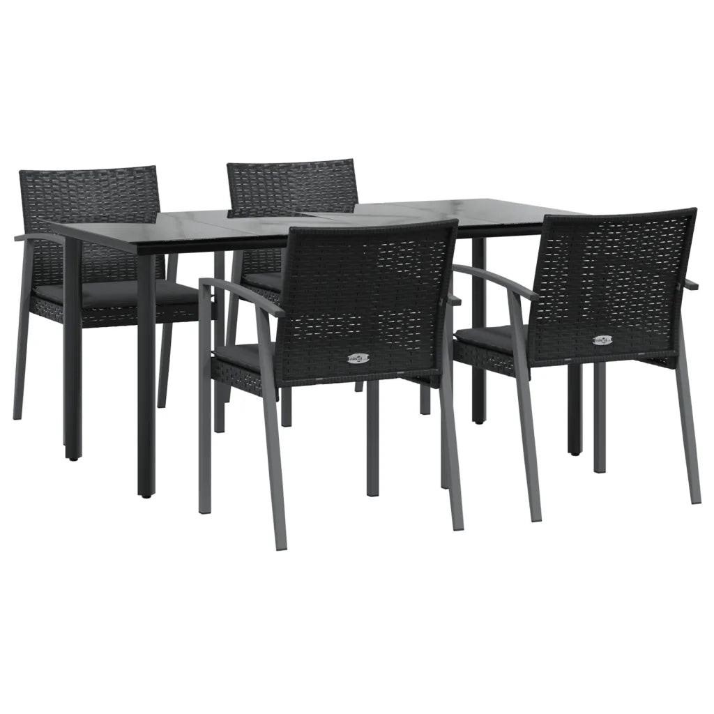Set Pranzo da Giardino 5pz con Cuscini in Polyrattan e Acciaio 3186995