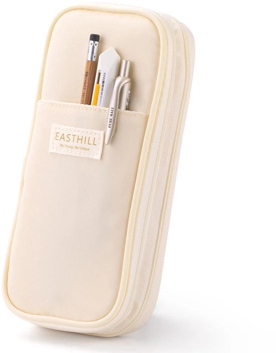 Etui per pennarelli con grande capacità, astuccio per adolescenti crème