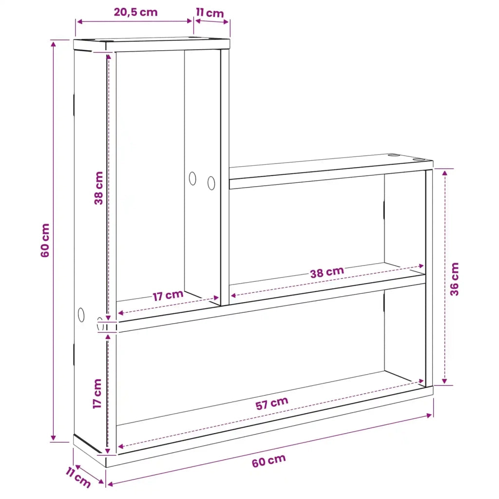 Scaffale da parete Grigio Cemento 60 x 11 x 60 cm 8012167
