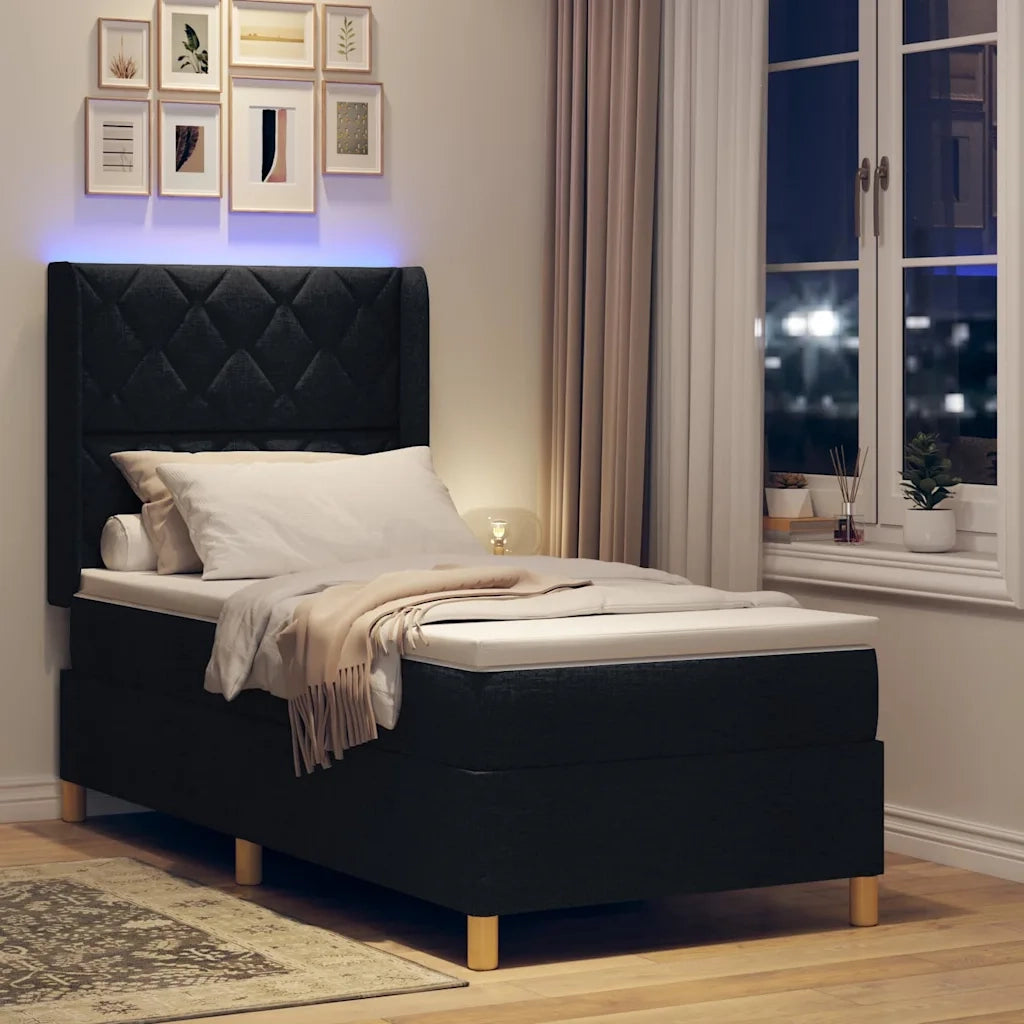 Letto a molle con strisce LED Nero 100 x 200 cm Tessuto 3343744