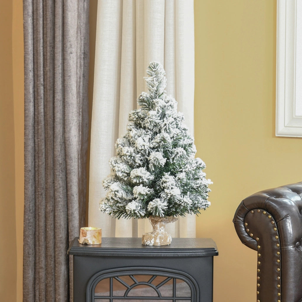 Albero di Natale Artificiale Mini 60 cm ¨C Xylo ¨C Innevato con Base in Cemento
