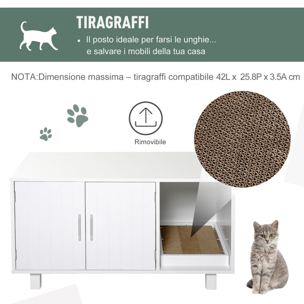 Mobile per Lettiera Gatti in Legno con 2 Ante ¨C Minimal ¨C Bianco
