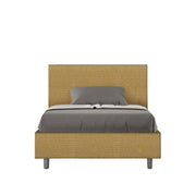 Letto una piazza e mezza contenitore imbottito 120x190 tessuto Labirinto 6 giallo Adele