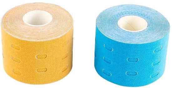 Nastro sportivo adesivo elastico - 2 rotoli - aderenza respirante - cotone/spandex - 5 cm x 500 cm - ideale per lesioni - kinesiotapie