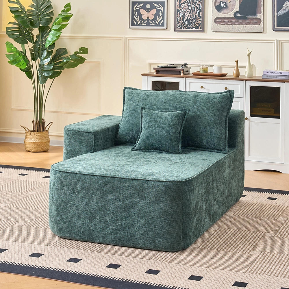 Chaise longue confortable - Xylo - Cuscini e tasche laterali, verde