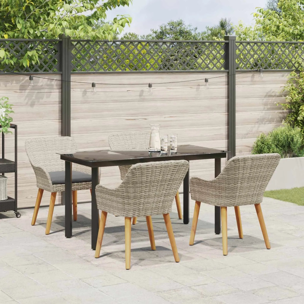 Set da Pranzo per Giardino 5 pcs Grigio chiaro polyrattan