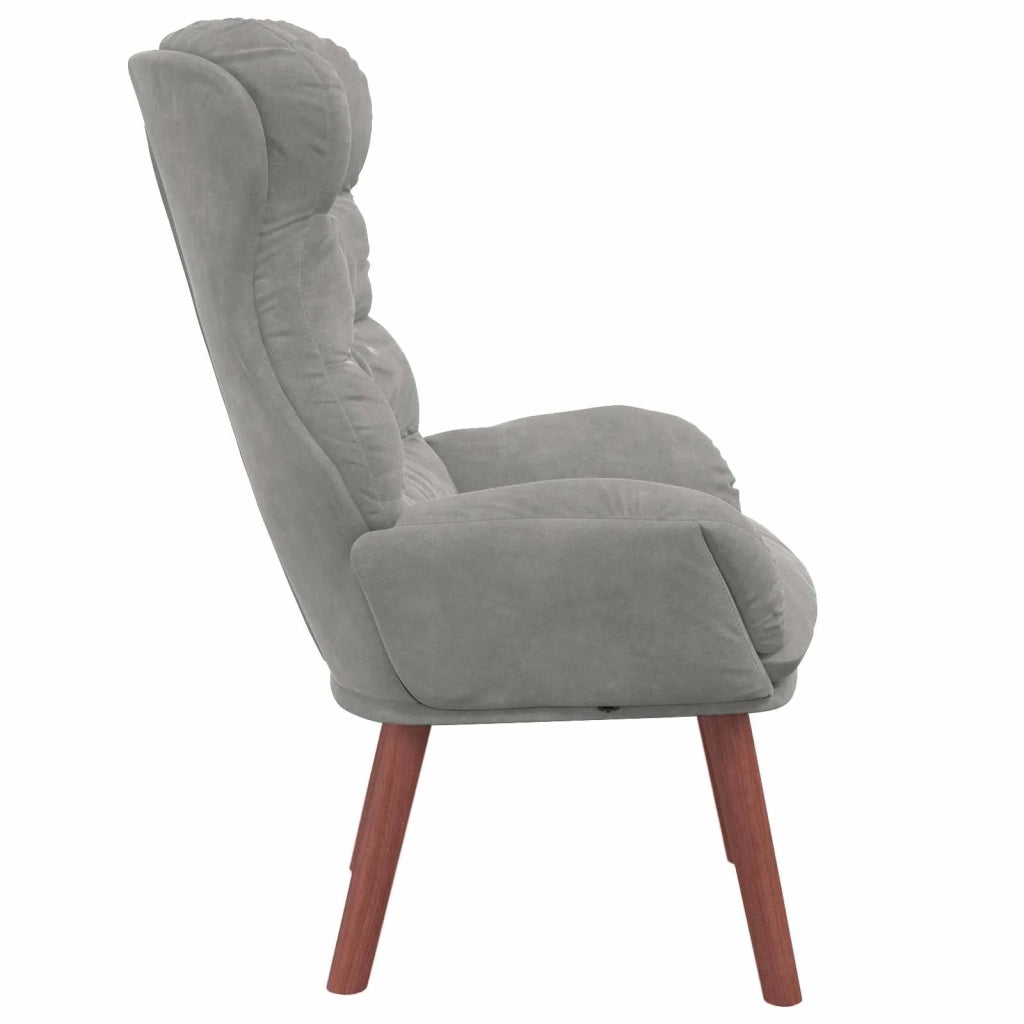 Poltrona | Sedia Relax Grigio chiaro 69 x 74 x 93 cm Velluto