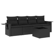 Set Divani da Giardino 5 pz | Set Salotto da Giardino con Cuscini in Polyrattan Nero