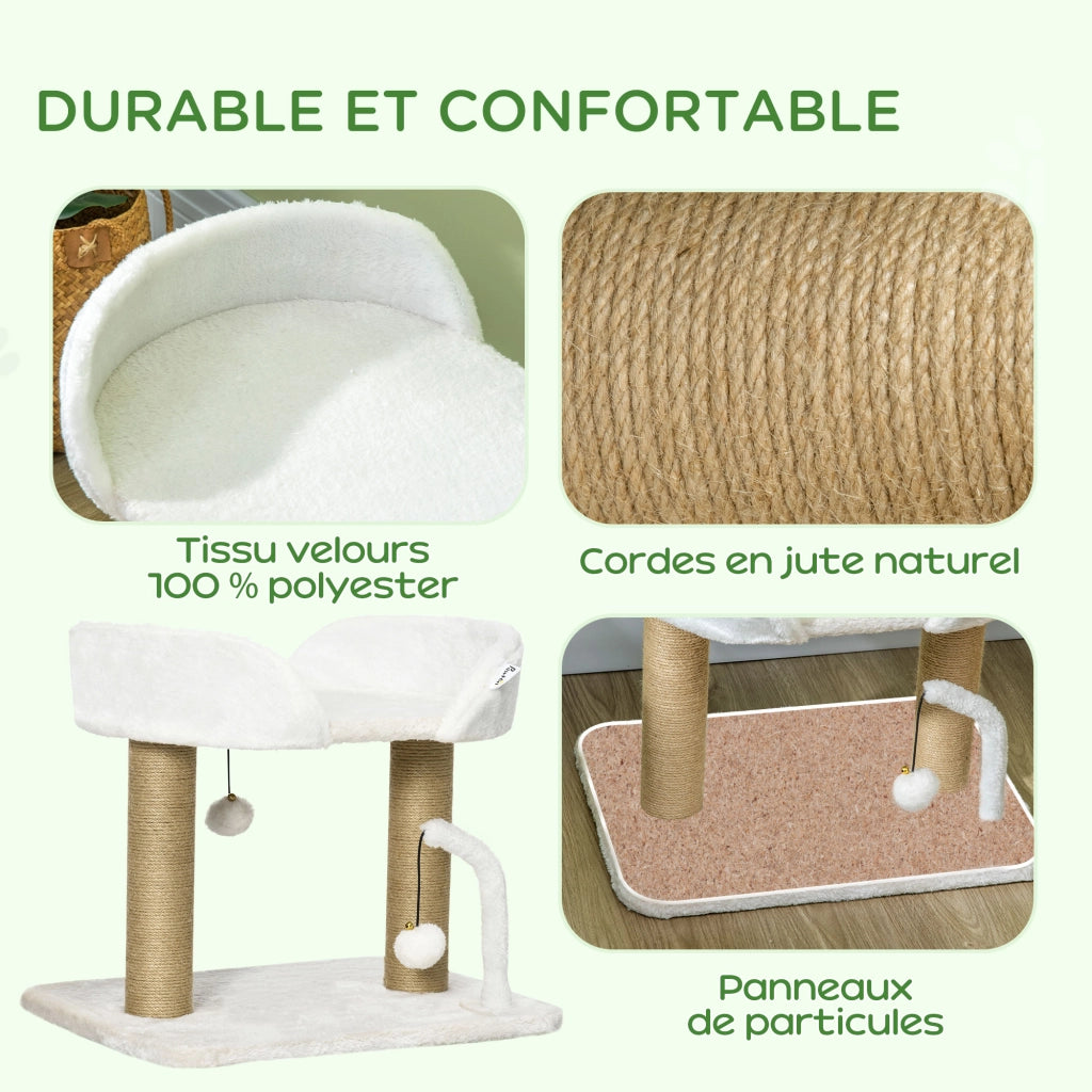 Arbre ¨¤ Chat con Piattaforma e Pompon ¨C Zephmum ¨C Beige 48x38x42 cm