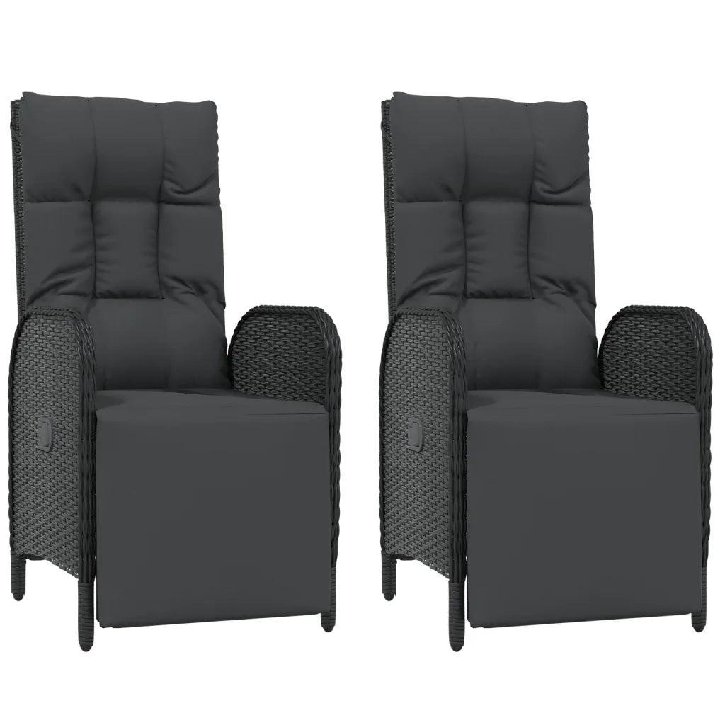 Set da Pranzo da Giardino 9 pz con Cuscini Nero in Polyrattan 3185196