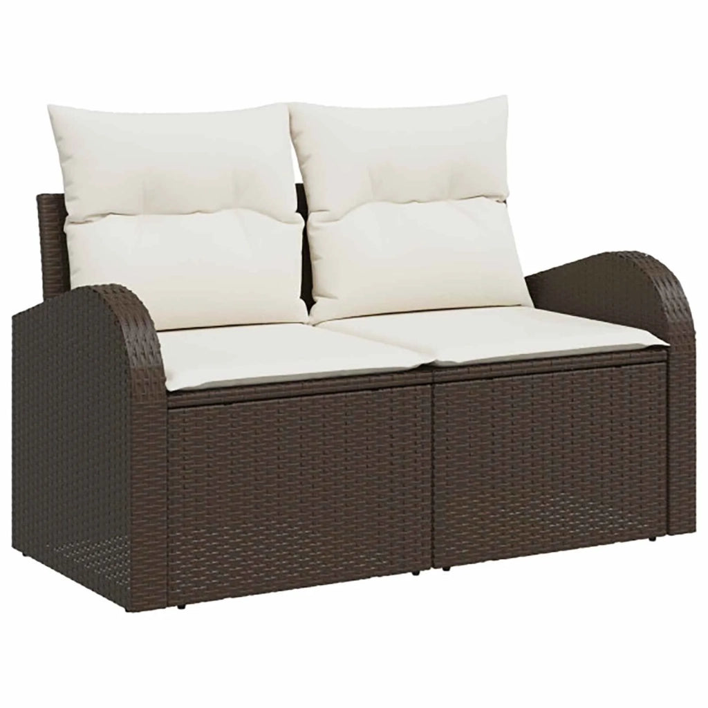 Set di divani 6 pz Marrone e Bianco Crema 3447184