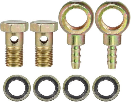 Adattatore di Fissaggio a Banjo M16x1.5 - Set da 2 pezzi - Duraturo - Color bronzo - Adatto per sistemi frenanti - Accessori per Auto